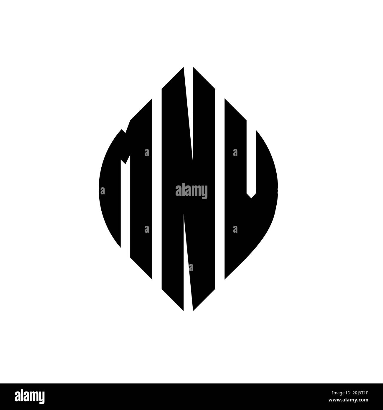 Logo MNV a forma di lettera circolare con forma circolare ed ellisse. Lettere ellittiche MNV con stile tipografico. Le tre iniziali formano un logo circolare. MNV ci Illustrazione Vettoriale
