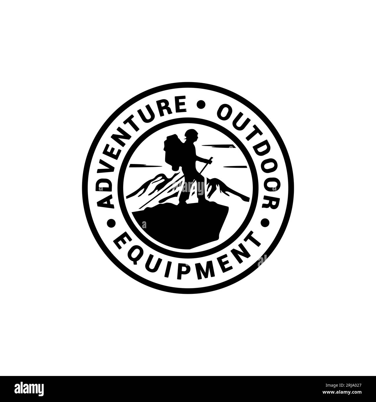 Mountain, Adventurer e Sky for Hipster Adventure Travelling Shop ispirazione per il design del logo Illustrazione Vettoriale