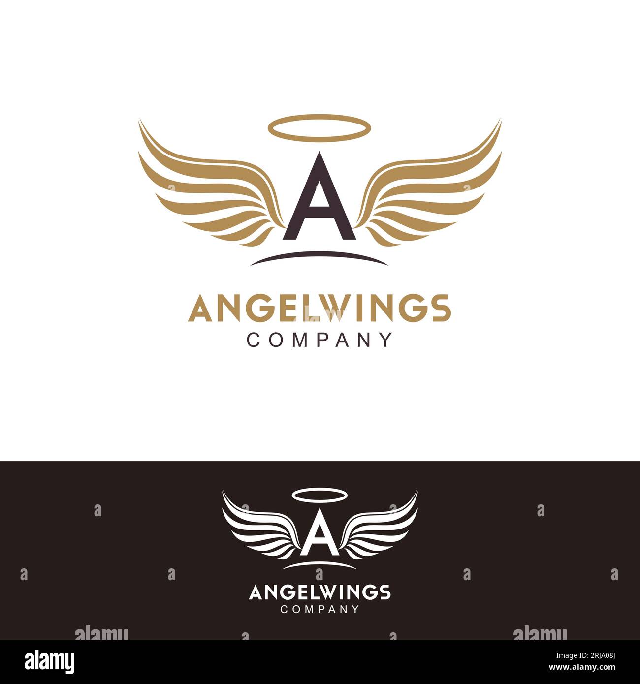 Lettera iniziale A e ispirazione per il design del logo Angel Wings Illustrazione Vettoriale