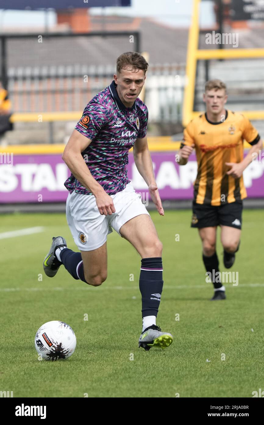 Southport contro Boston United 19 agosto 2023 Big Help Stadium .Southport. Vanarama National League North. Southport 0 Boston United 2 .Jimmy Knowles in azione Foto Stock