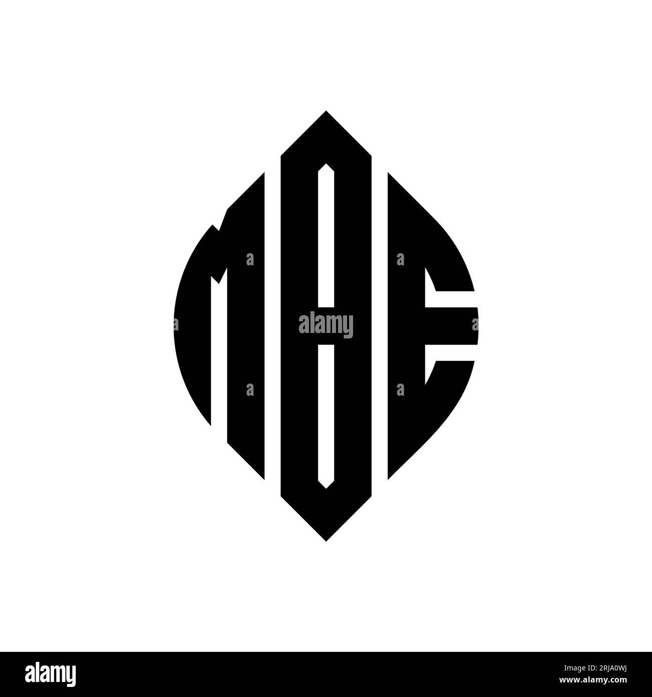 Logo con lettera circolare MBE con forma circolare ed ellisse. Lettere di ellisse MBE con stile tipografico. Le tre iniziali formano un logo circolare. MBE ci Illustrazione Vettoriale