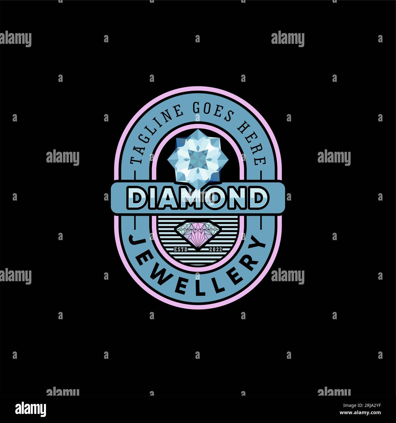 Etichetta di gioielli vintage con ispirazione per il design Vector Diamond Rich Symbol Illustrazione Vettoriale