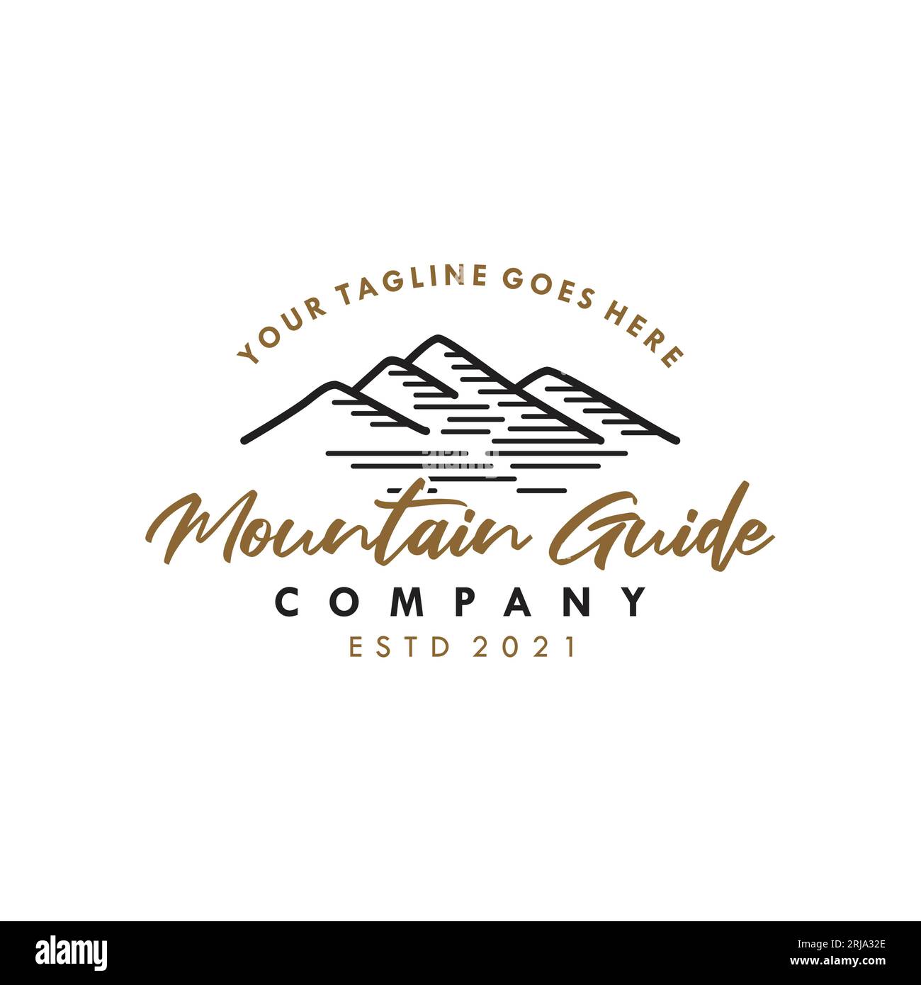 Logo Mountain Stripes Adventure Ourdoor Company ispirazione per il design Illustrazione Vettoriale