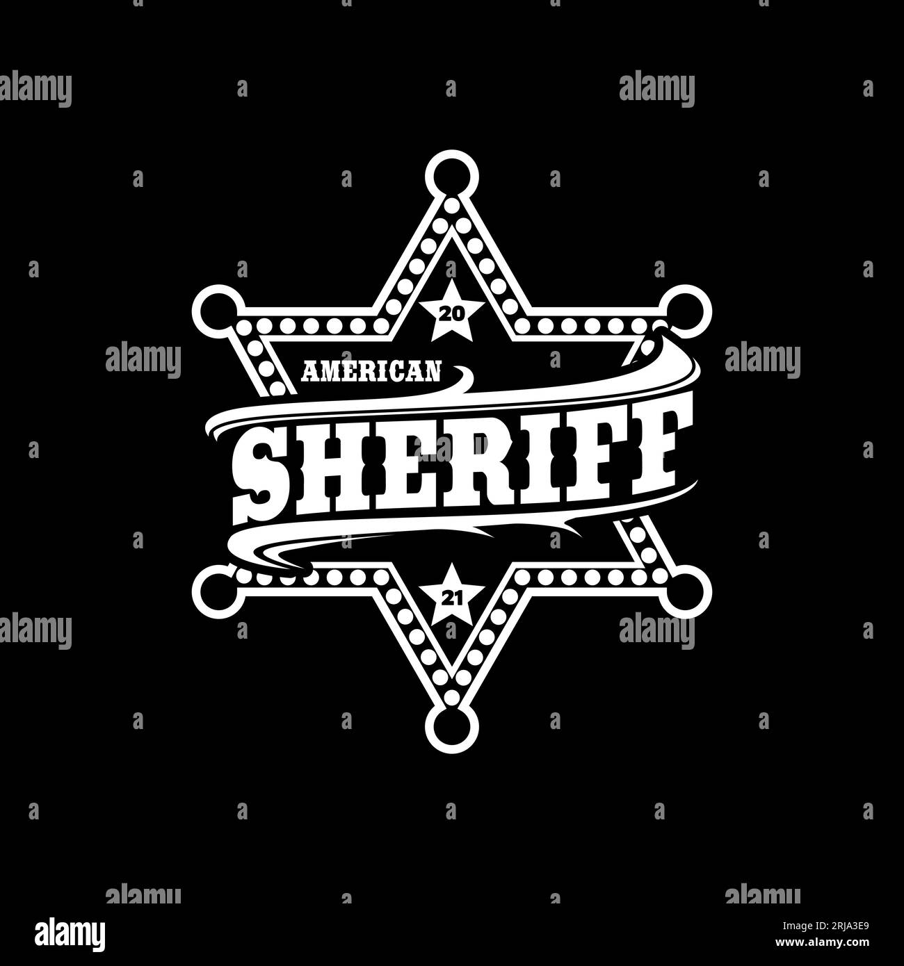 Sheriff Star Ranger Badge emblema logo Typography Illustrazione Vettoriale