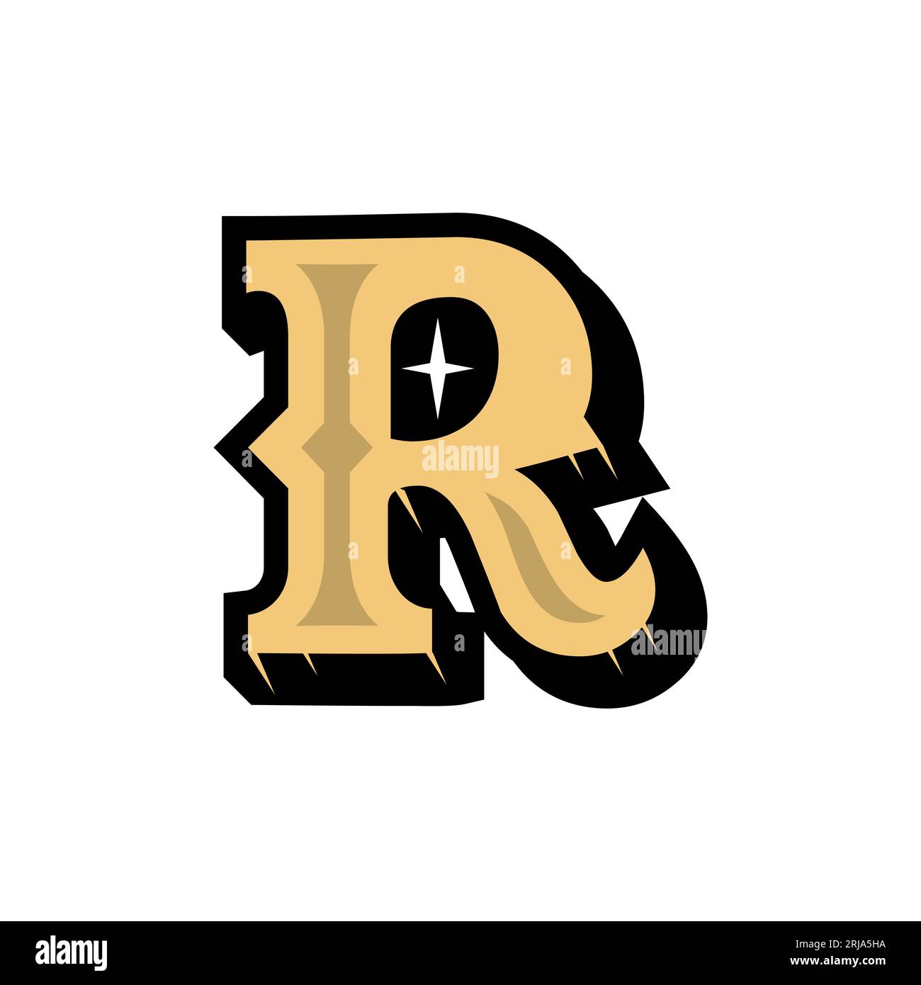 Logo Letter R in stile medievale Illustrazione Vettoriale