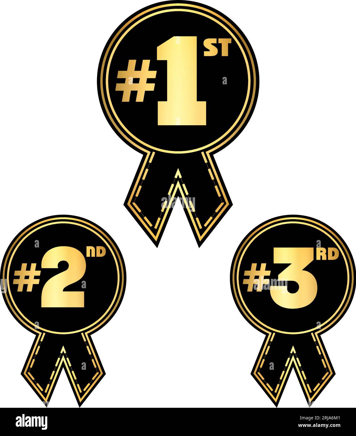medaglie al primo, secondo e terzo posto. concetto modificabile e modifica colore Illustrazione Vettoriale