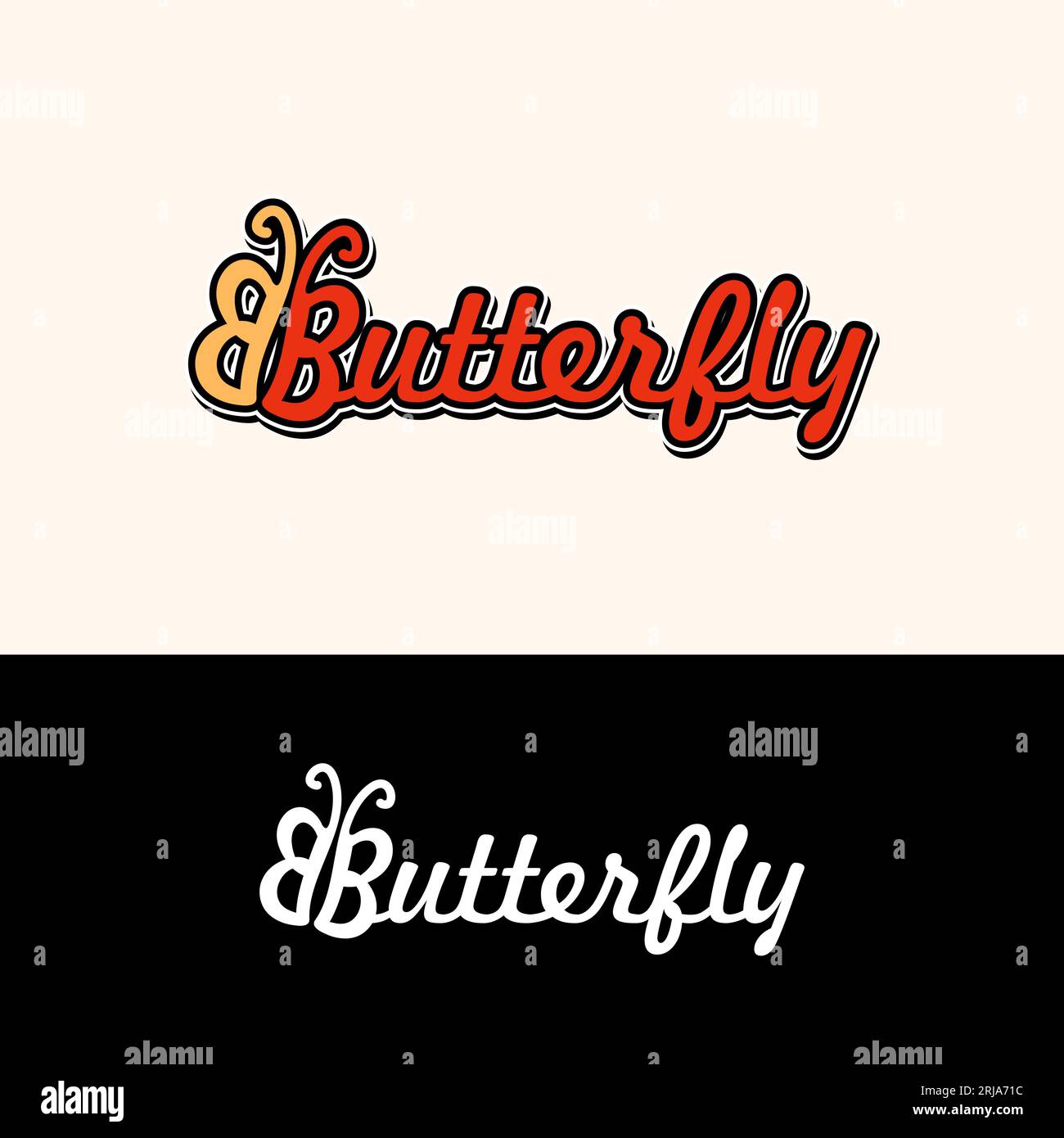 Logo tipografico a farfalla lettera B Wordmark Illustrazione Vettoriale