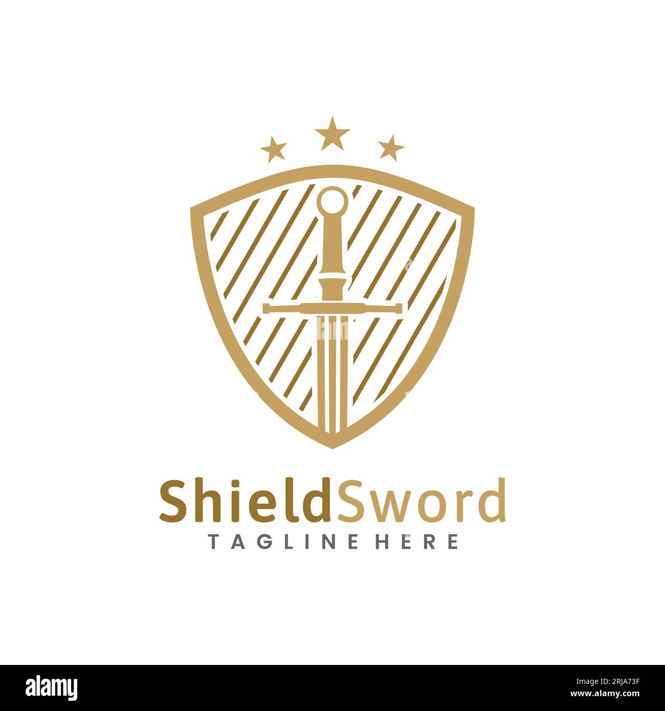 Armatura Sword Shield con stile semplice per il design Vector Secure Logo Illustrazione Vettoriale