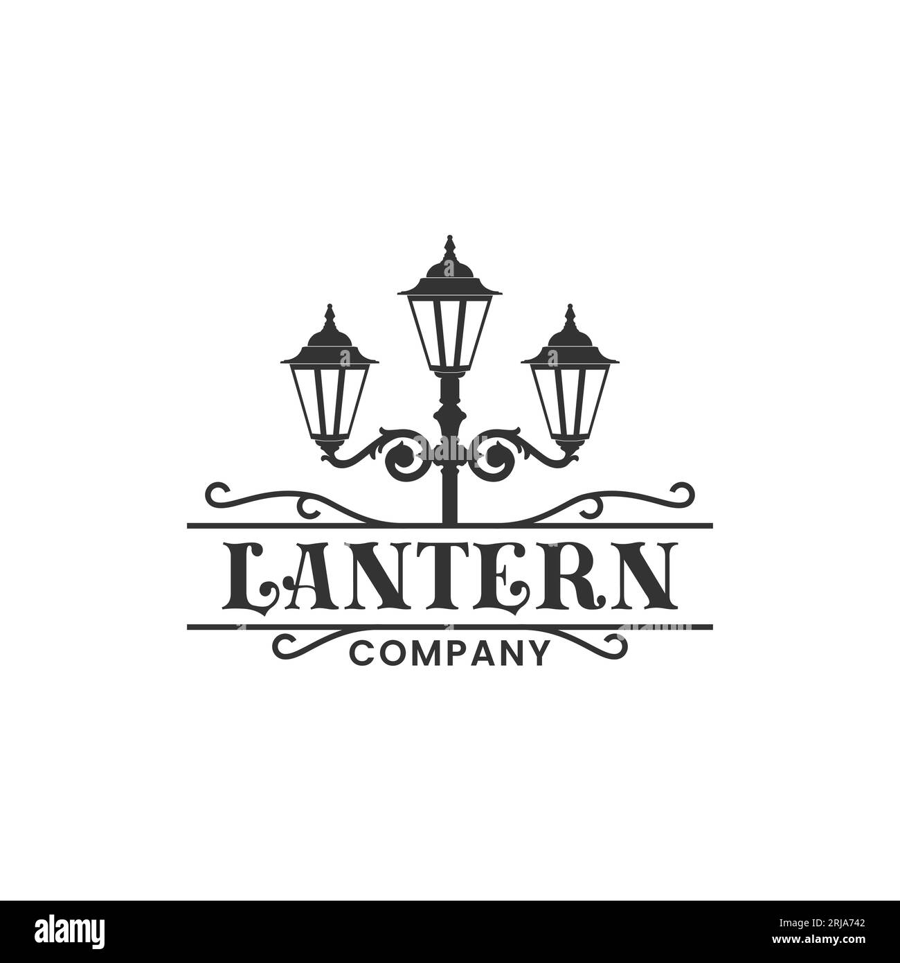 Ispirazione per il design vettoriale con logo Lantern Street Lamp Illustrazione Vettoriale