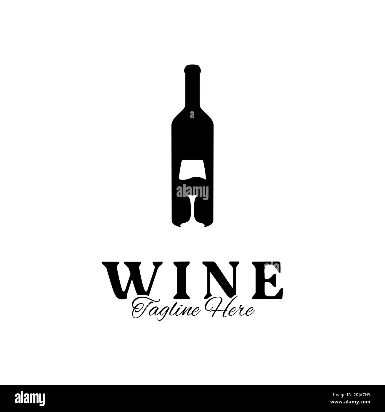 Bicchiere in bottiglia Wineglass con logo silhouette Wine drink Illustrazione Vettoriale