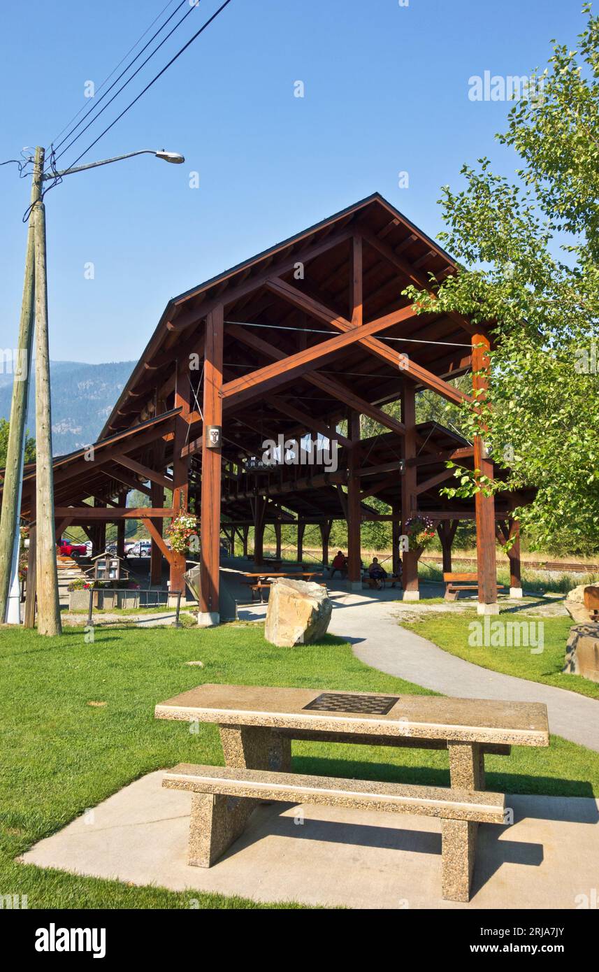 L'area meeting "Community Barn" e il luogo per picnic a Pemberton, British Columbia, Canada. Foto Stock