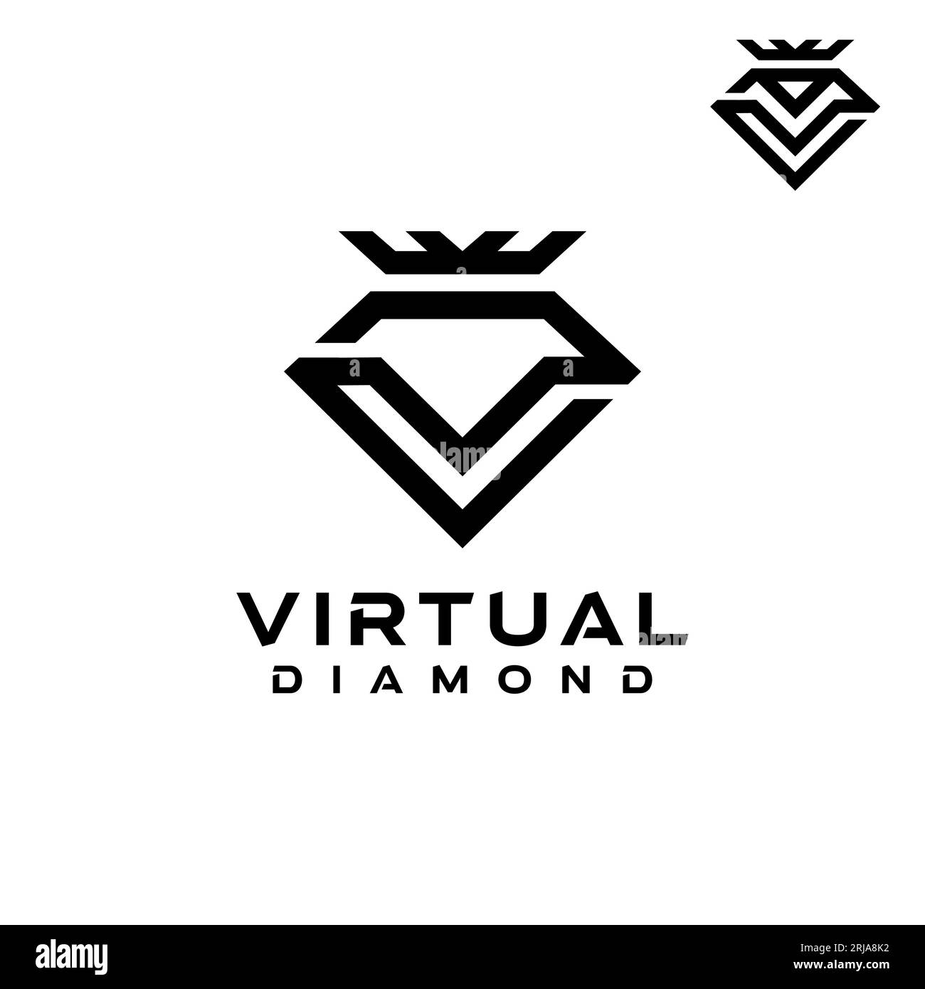 Logo Letter V Diamond King Crown Illustrazione Vettoriale