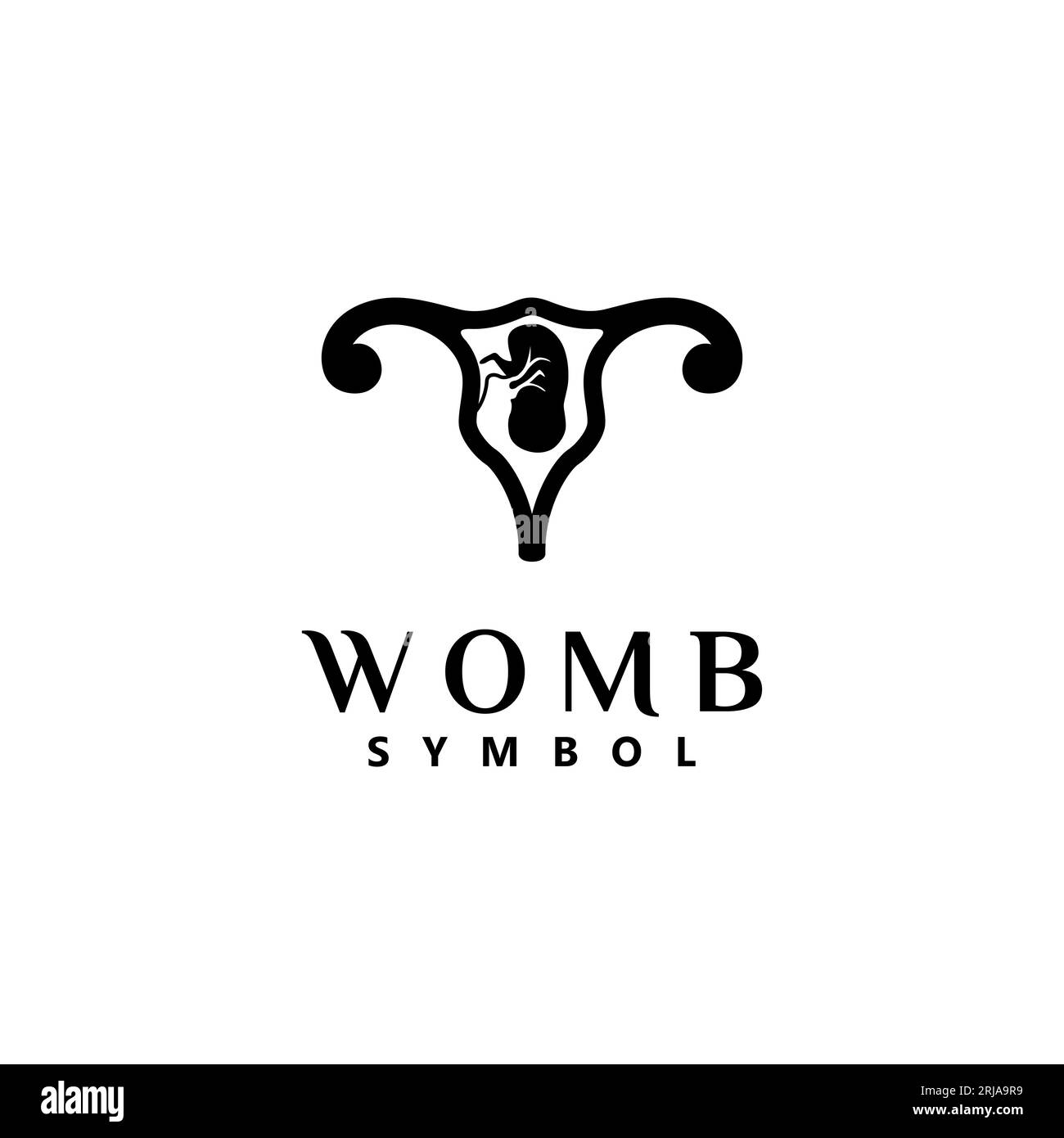 Logo con simbolo dell'utero della madre incinta Illustrazione Vettoriale
