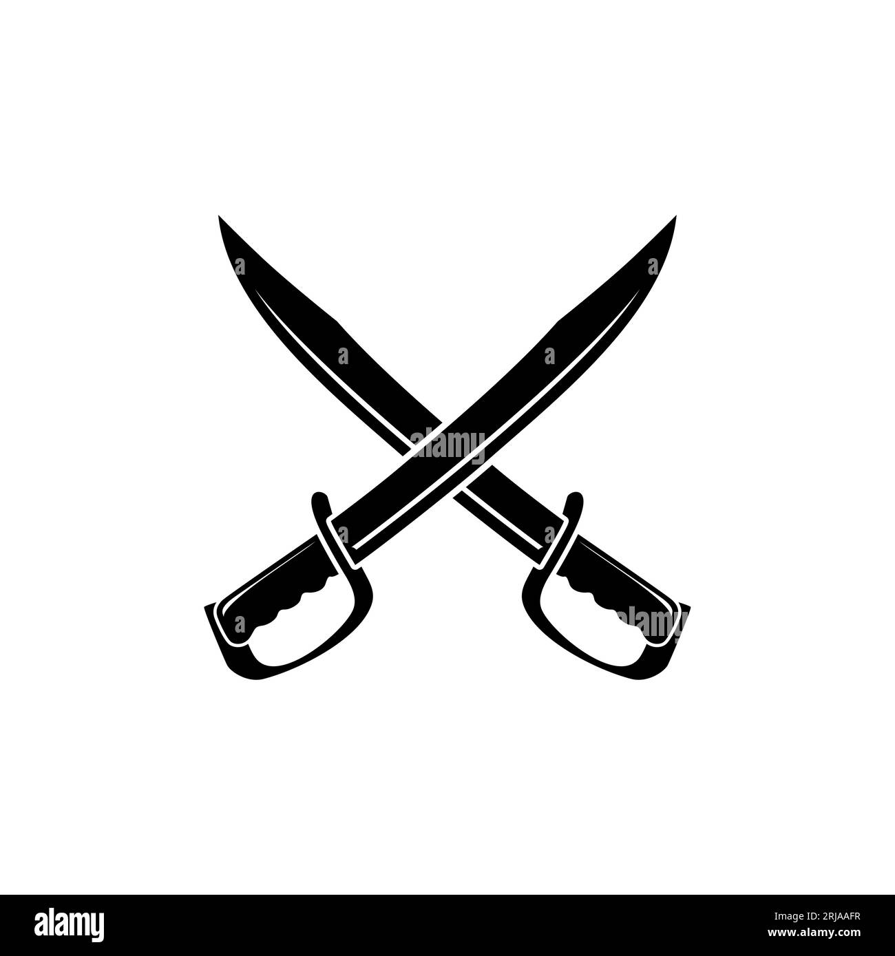 Ispirazione per il design del logo Machete con lame a spada incrociata Illustrazione Vettoriale