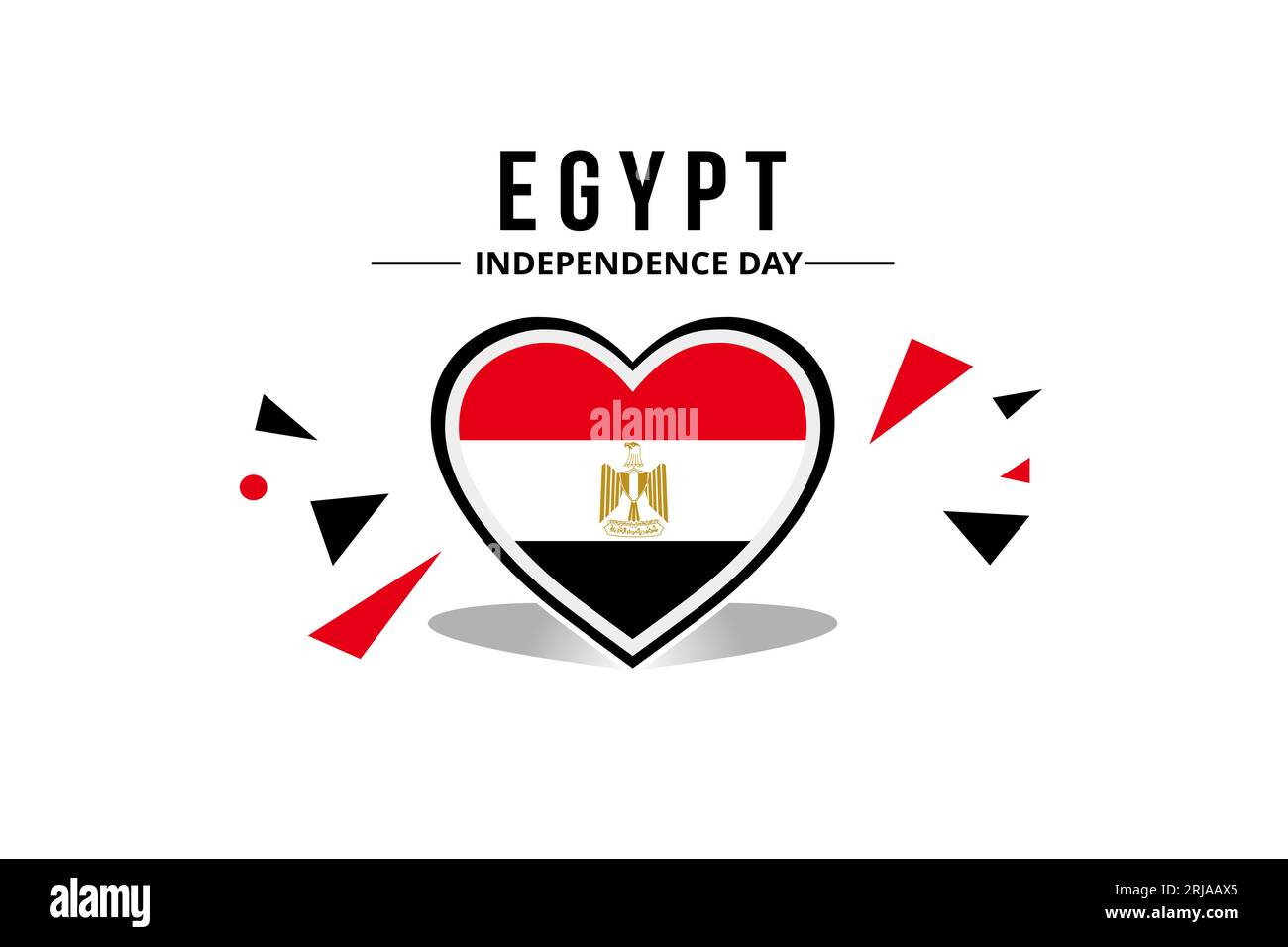 bandiera egiziana con colori originali in decorazione a cuore Illustrazione Vettoriale