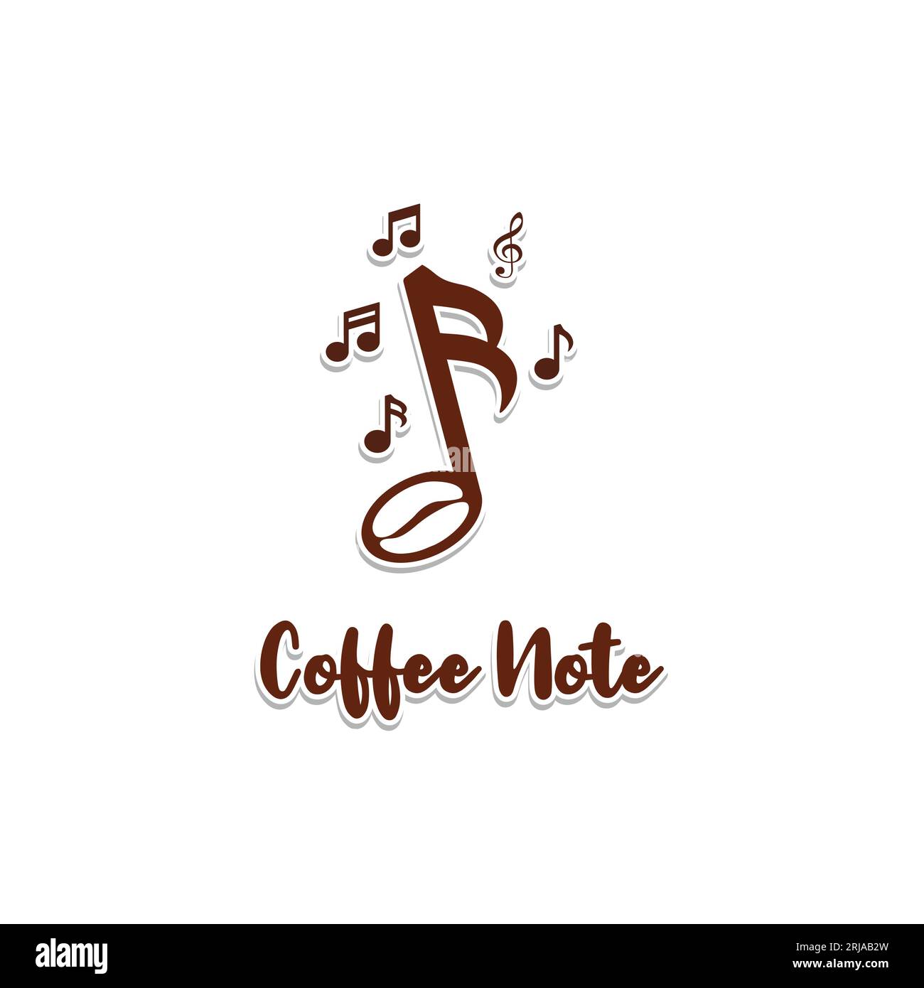 Note musicali e Coffee Beans Seeds ispirazione per il design del logo naturale Illustrazione Vettoriale