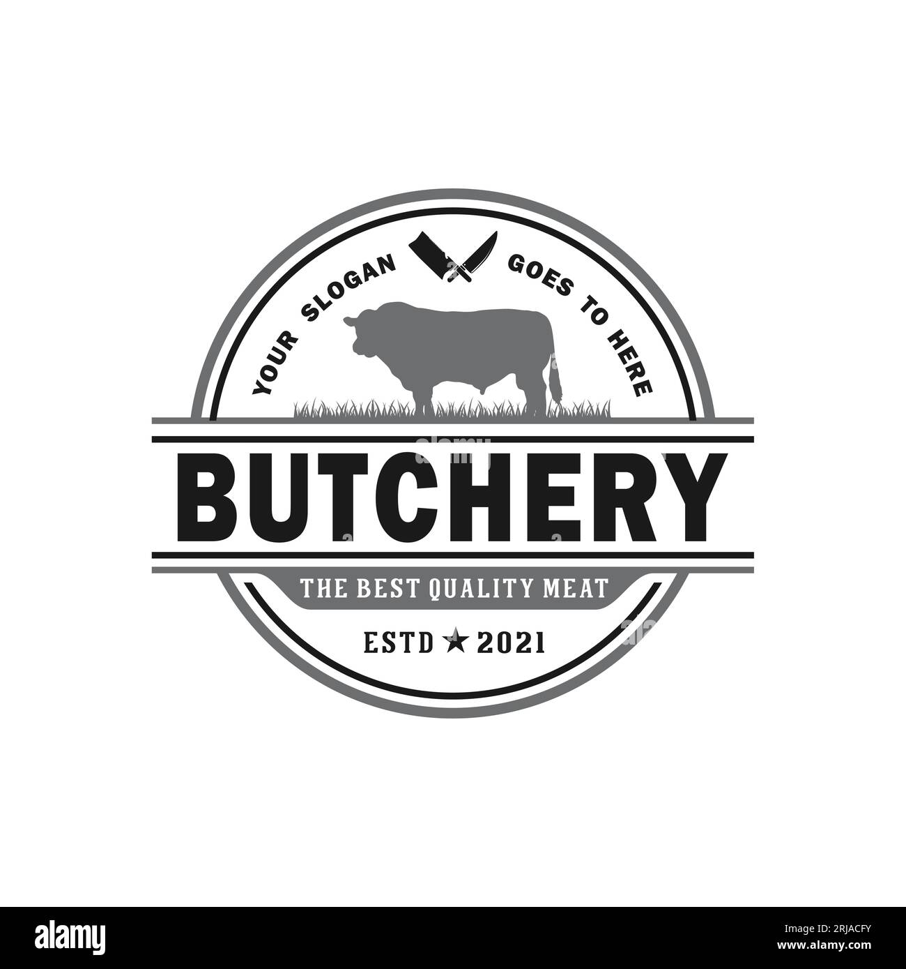 Retro Vintage Cattle , Angus , Beef Emblem etichetta logo design Vector Illustrazione Vettoriale