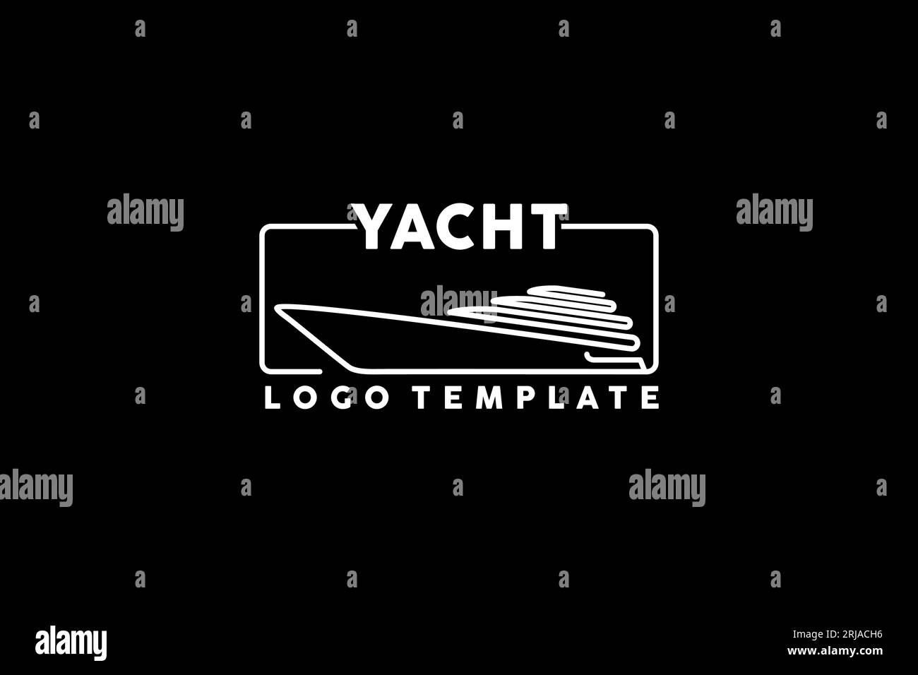 Logo Yacht Cruise con linea minimalista in stile artistico Illustrazione Vettoriale