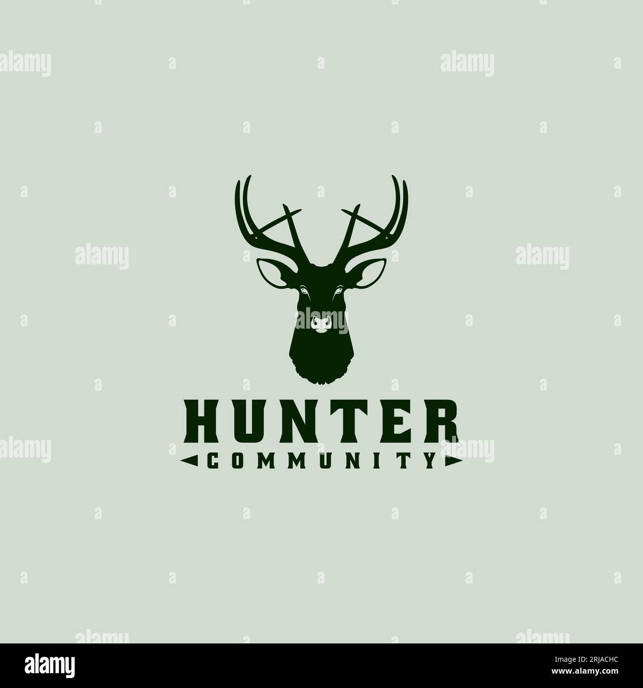 Logo Buck Stag Deer Reindeer Elk Antler Head Hunting Illustrazione Vettoriale