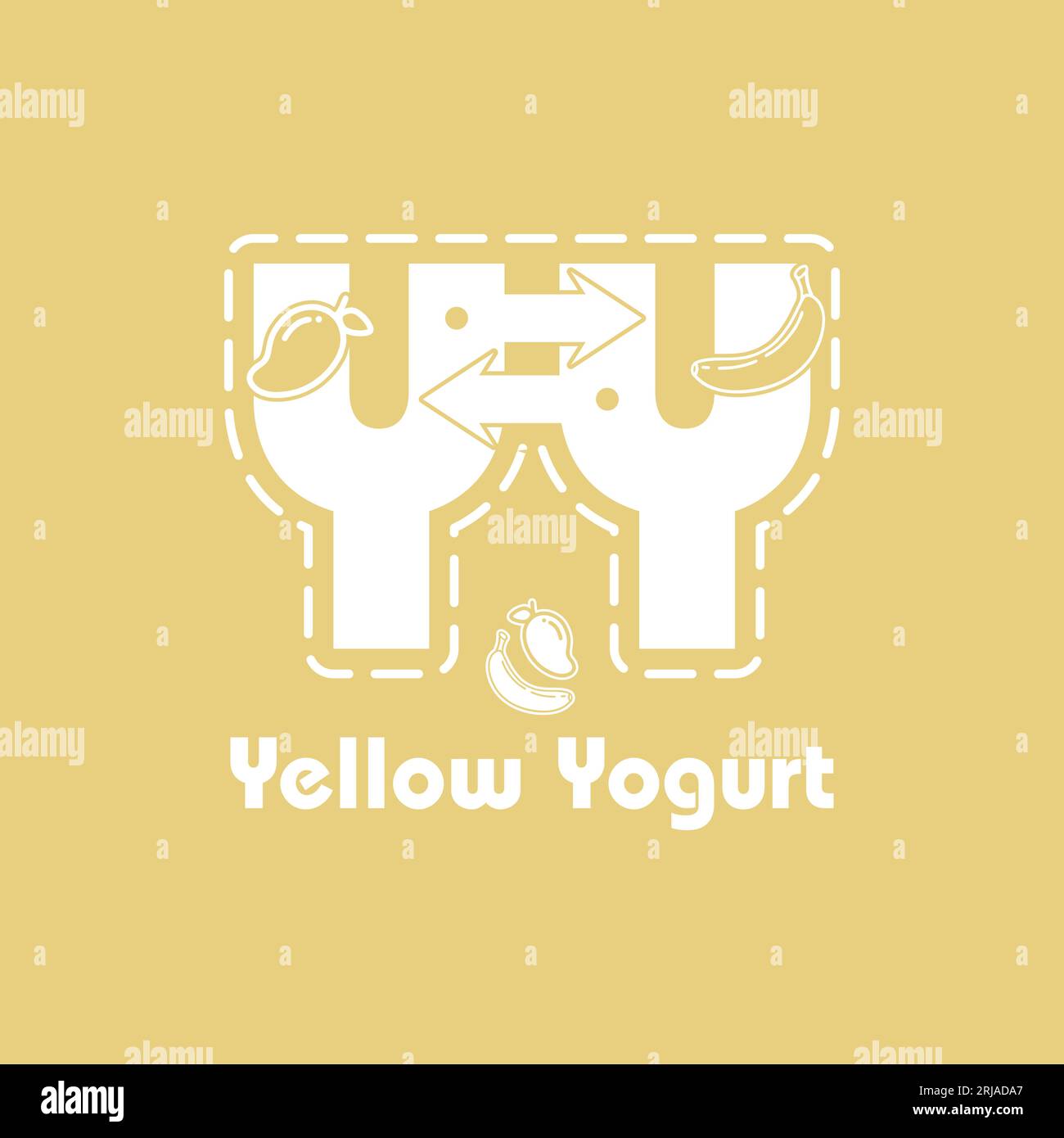 Letter Twin Y con tema piatto, può essere utilizzato per aziende produttrici di succhi di frutta o yogurt o per aziende legate alla lavorazione della frutta Illustrazione Vettoriale