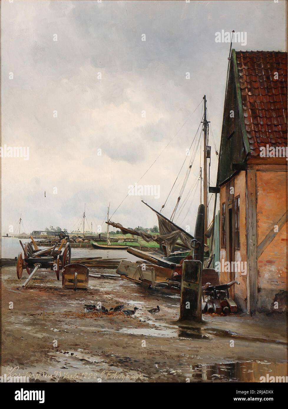 Dopo la pioggia, vista del porto da Kastrup, Danimarca, 29 luglio 1888 da Carl Frederik Aagaard Foto Stock