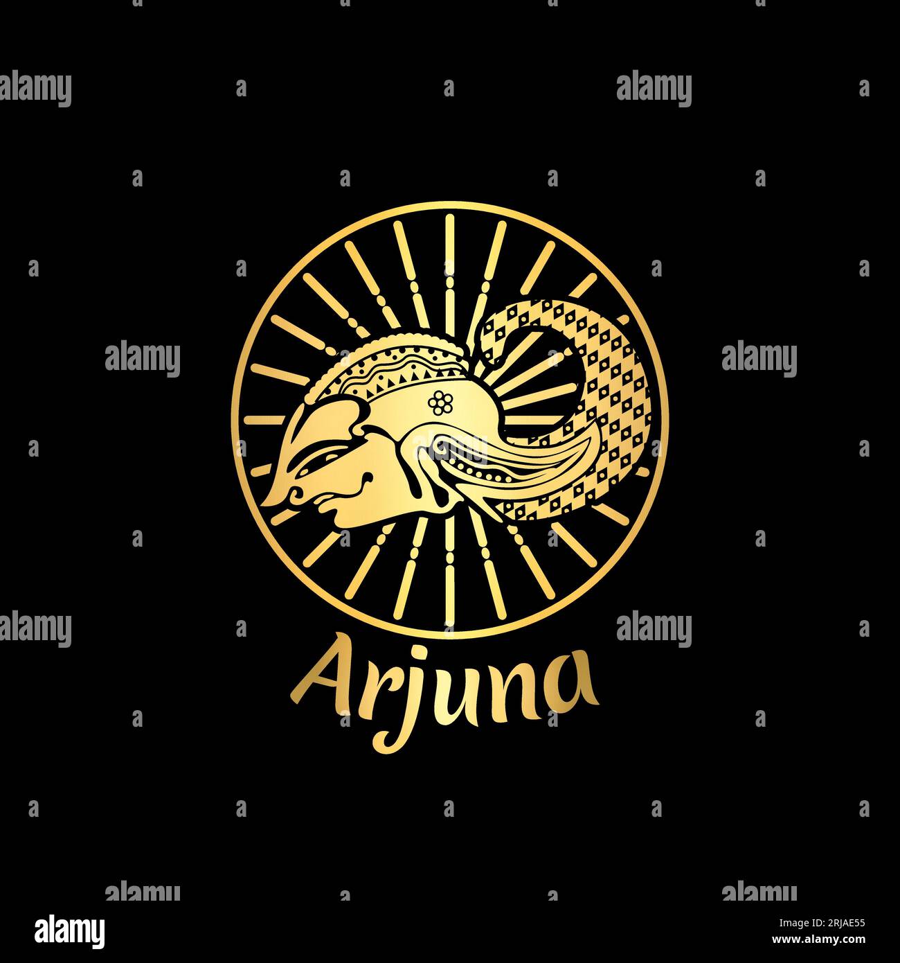 logo arjuna con testa vettoriale, classico e affascinante antichità Illustrazione Vettoriale