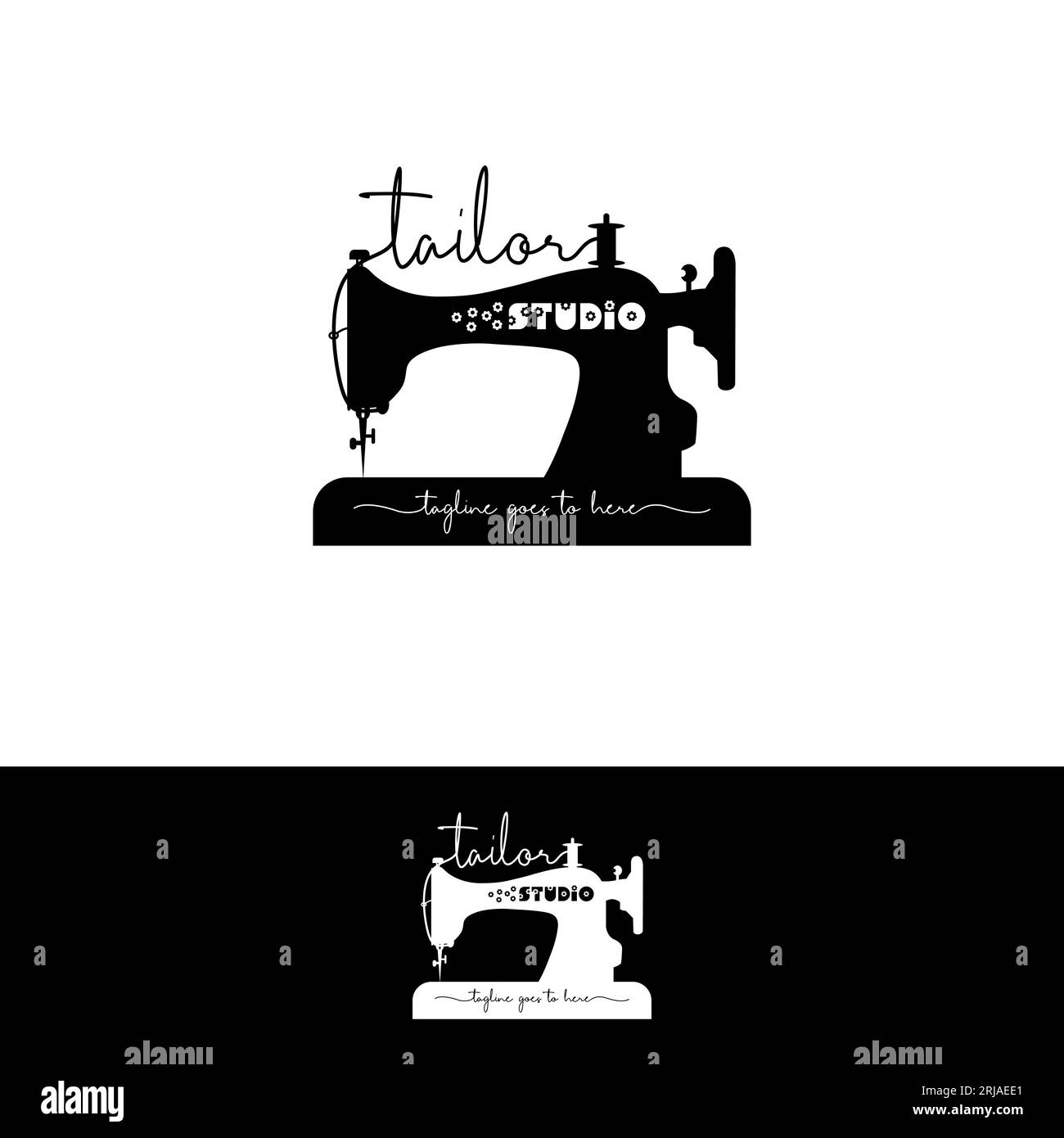 Antico logo della macchina da cucire per sarti Illustrazione Vettoriale