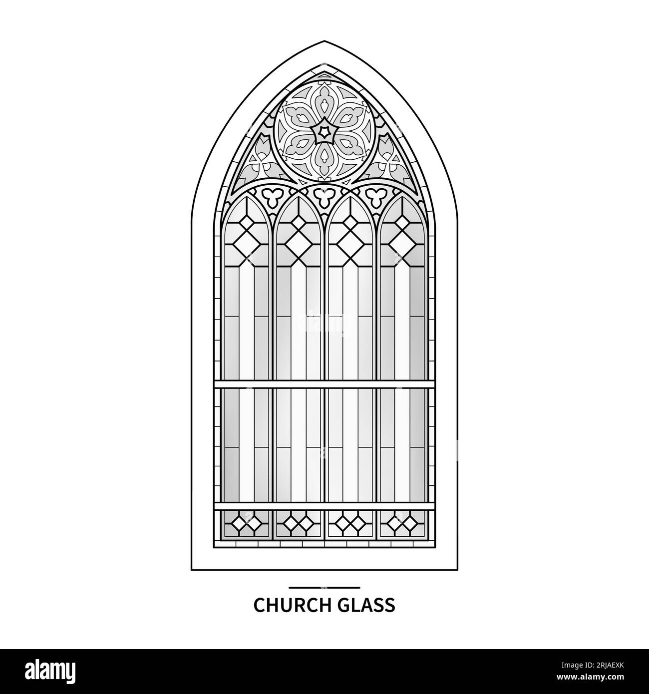 Arco della finestra della chiesa colorata. Illustrazione Vettoriale