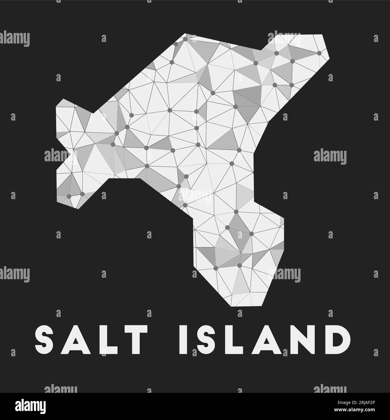 Salt Island - mappa della rete di comunicazione. Design geometrico alla moda di Salt Island su sfondo scuro. Illustrazione Vettoriale