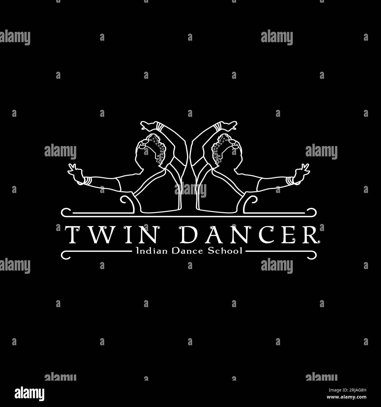 Logo Twin Indian Dancer, design monolino Illustrazione Vettoriale