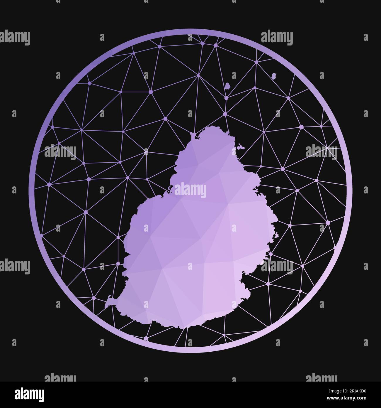 Icona Mauritius. Mappa poligonale vettoriale dell'isola. Icona di Mauritius in stile geometrico. Illustrazione Vettoriale