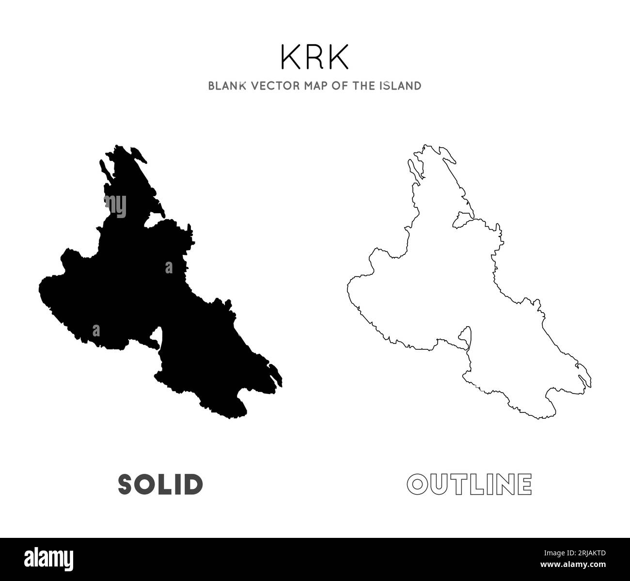 Mappa di Krk. Mappa vettoriale vuota dell'isola. Confini di Krk per la tua infografica. Illustrazione vettoriale. Illustrazione Vettoriale