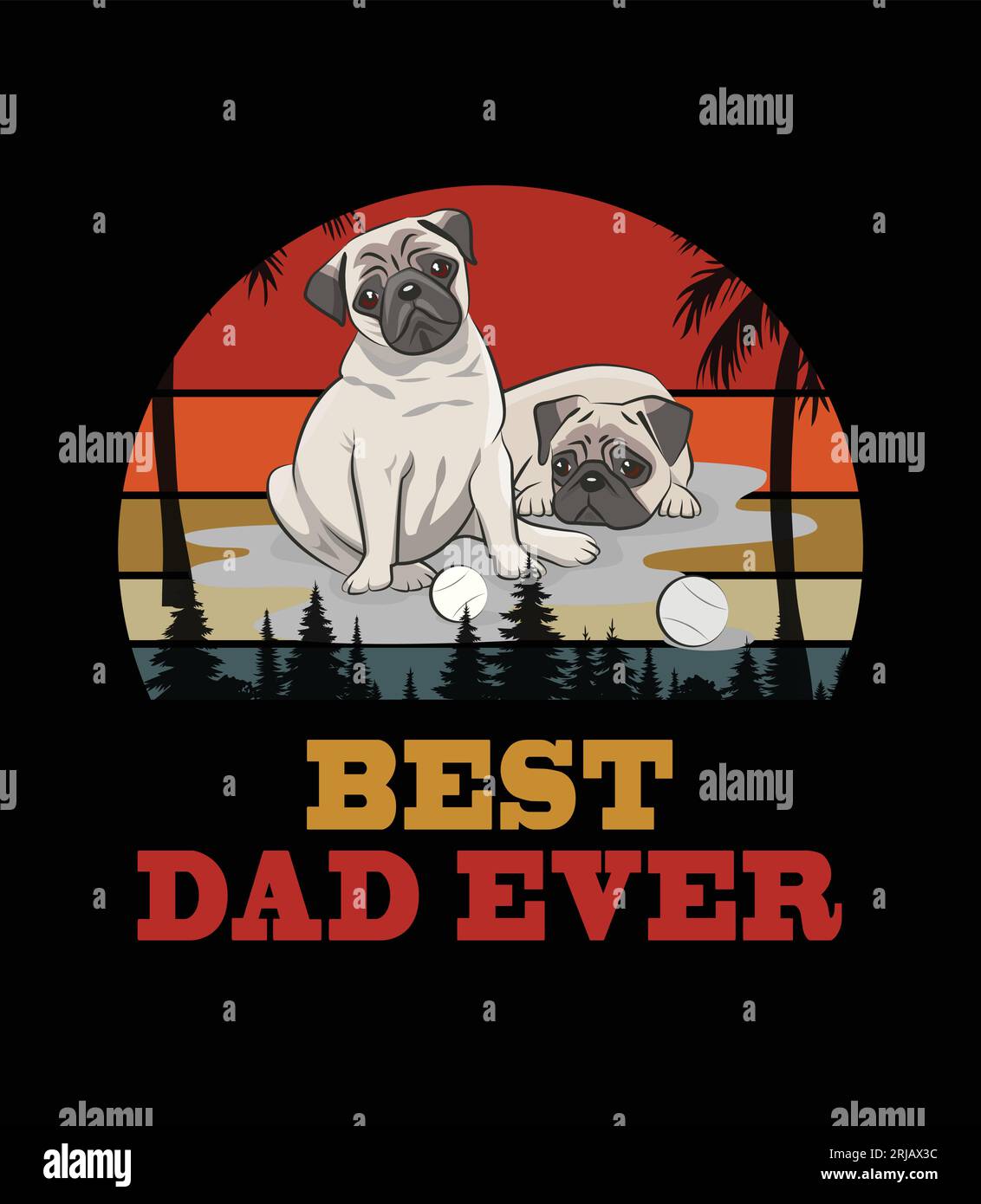 La migliore t-shirt Dog Dad di sempre, design della t-shirt Dog, t-shirt con grafica vettoriale, citazioni di cani Illustrazione Vettoriale