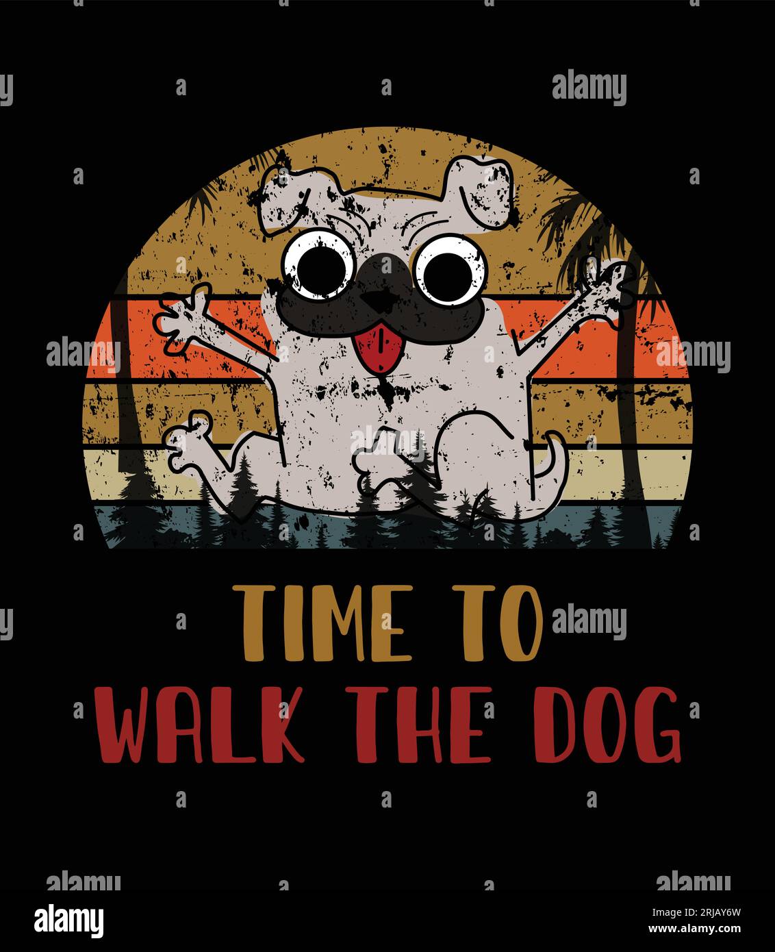 È ora di camminare con le t-shirt vettoriali Dog Illustrazione Vettoriale