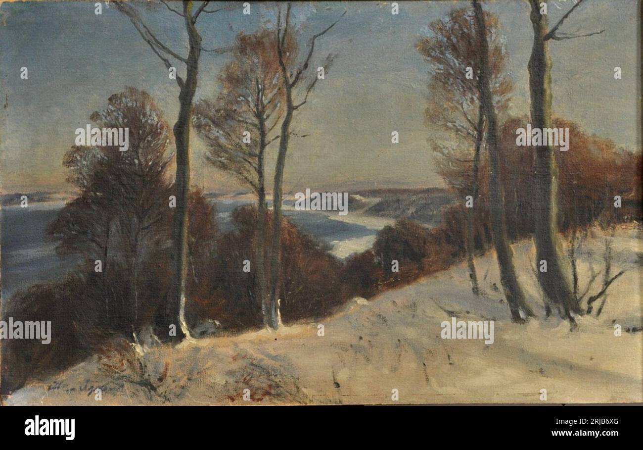 Paesaggio invernale. (35 x 56 cm). Tra il 1875 e il 1925 di Hans Agersnap Foto Stock