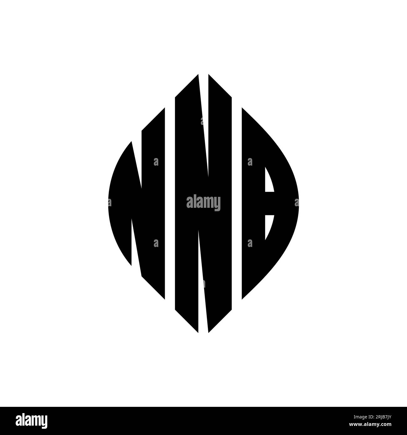 Logo NNB a forma di lettera circolare con forma circolare ed ellisse. Lettere ellittiche NNB con stile tipografico. Le tre iniziali formano un logo circolare. NNB ci Illustrazione Vettoriale