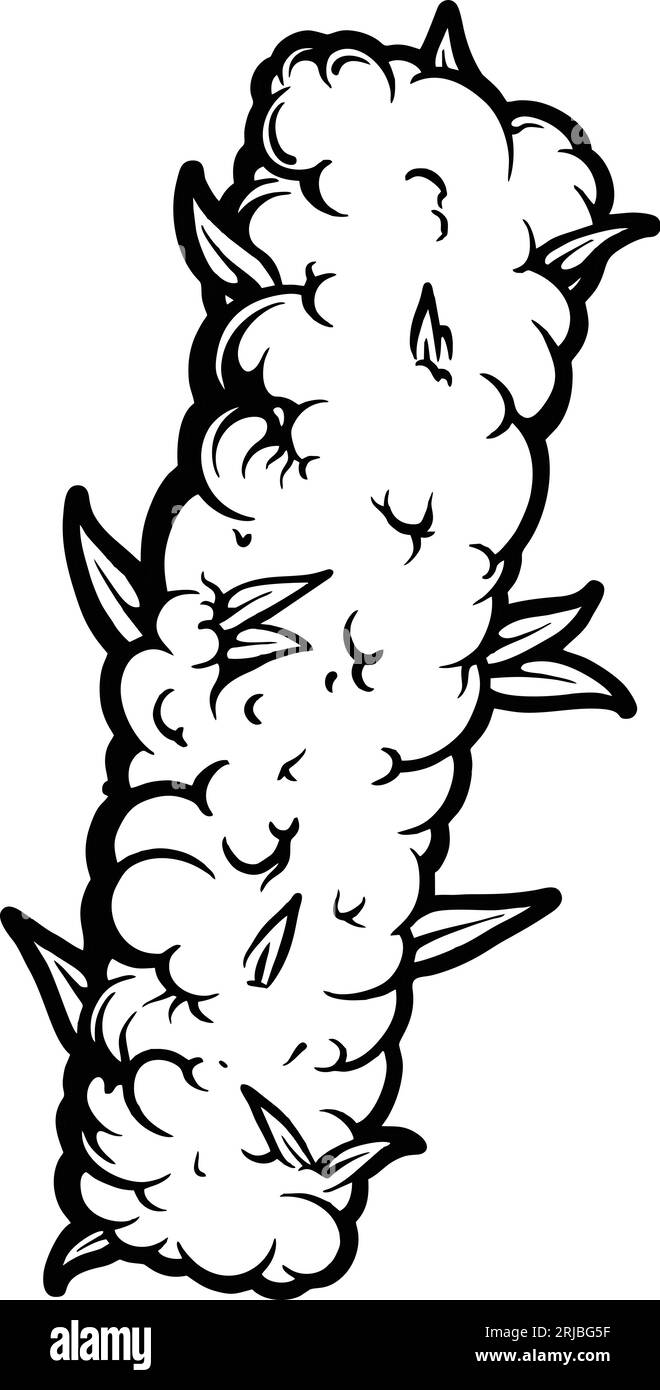 Iconica lettera i monogramma con foglie di marijuana illustrazioni vettoriali monocromatiche per il logo del tuo lavoro, t-shirt di merchandisse, adesivi ed etichetta d Illustrazione Vettoriale