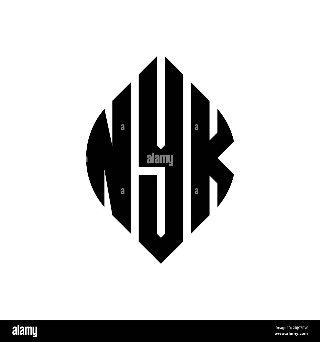 Logo NYK a forma di lettera circolare con forma circolare ed ellisse. Lettere ellittiche NYK con stile tipografico. Le tre iniziali formano un logo circolare. NYK ci Illustrazione Vettoriale