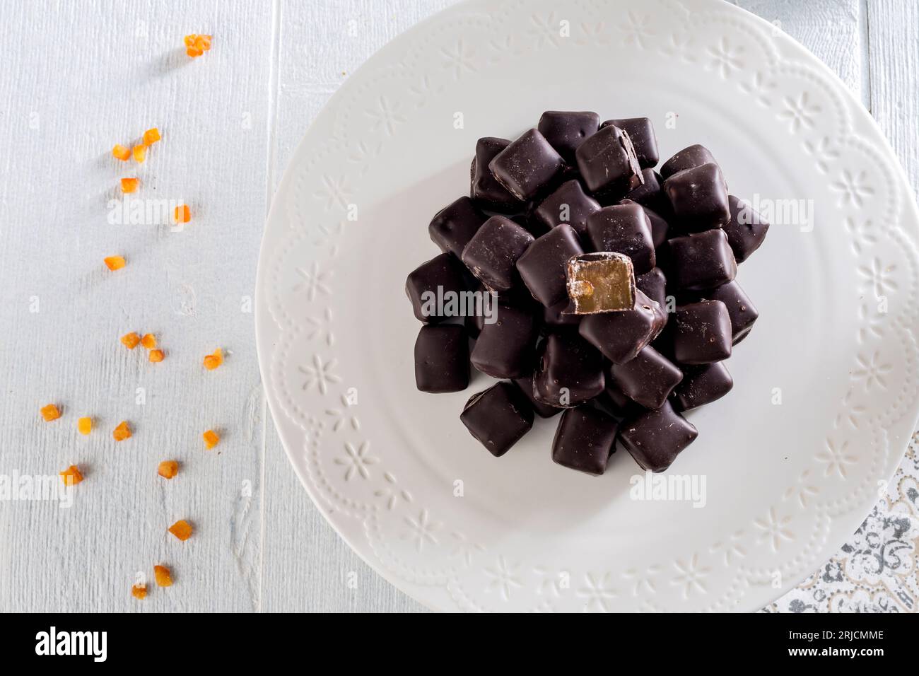 Turkish Delight. Bellissime immagini isolate di dolci turchi. dolcetti turchi. Cubetti di gelatina al mastice (delizia greca turca) Foto Stock