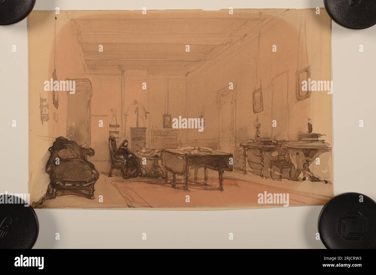 Werkkamer van mej. Toussaint in haar ouderlijk huis aan de Bierkade 1846 di Johannes Bosboom Foto Stock