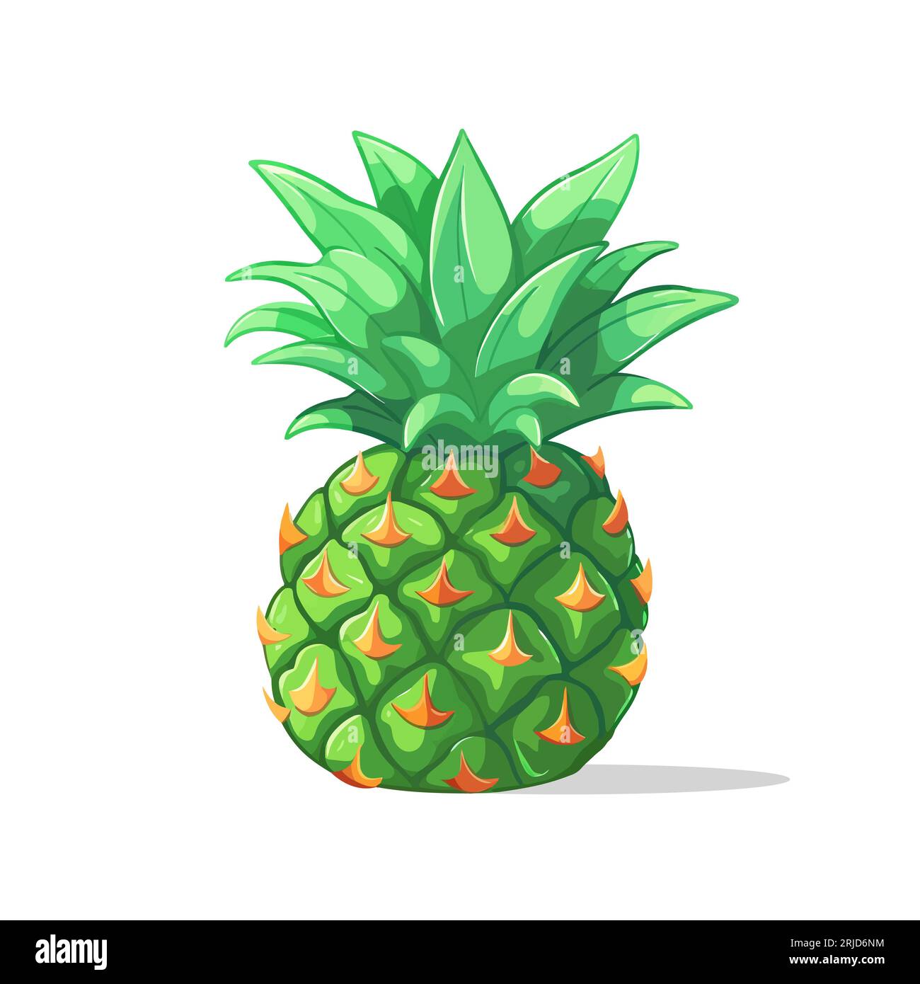 Frutta dell'ananas. Icona piatta del cartone animato isolata su bianco. Illustrazione vettoriale Illustrazione Vettoriale