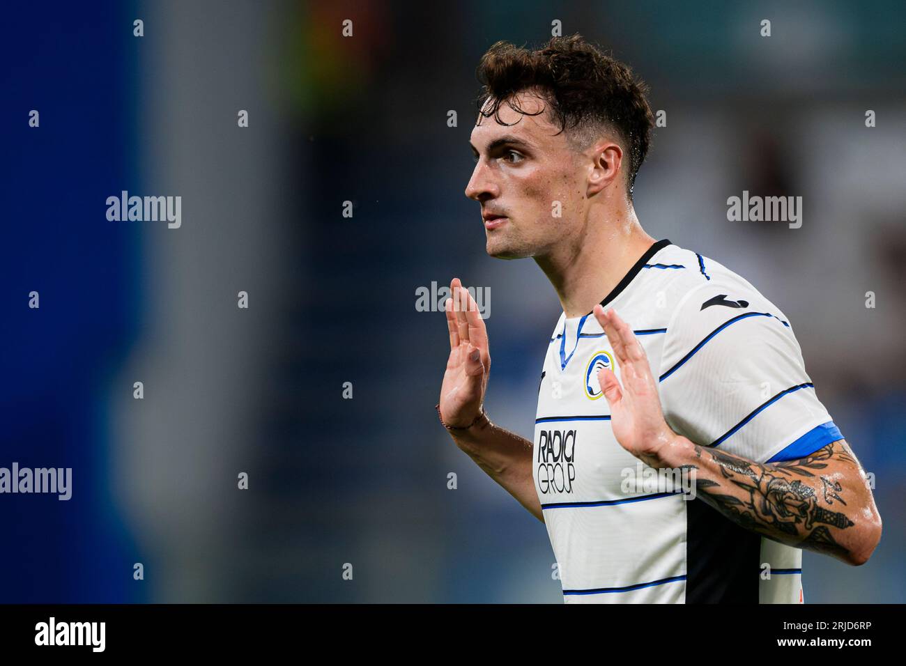 Nadir Zortea dell'Atalanta BC reagisce dopo aver segnato un gol durante la partita di serie A tra US Sassuolo e Atalanta BC. Foto Stock