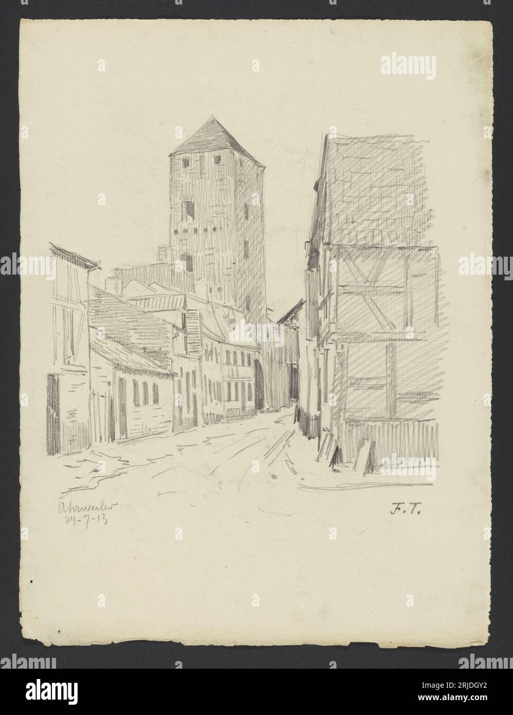 Ruelle et tour carrée à Ahrweiler (Rhénanie-Palatinat) 1913 di Jean-Francois Taelemans Foto Stock
