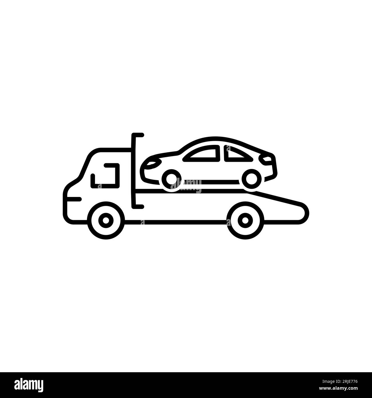 Segnale di assenza di parcheggio per il traino. Illustrazione del vettore di tratto modificabile Illustrazione Vettoriale