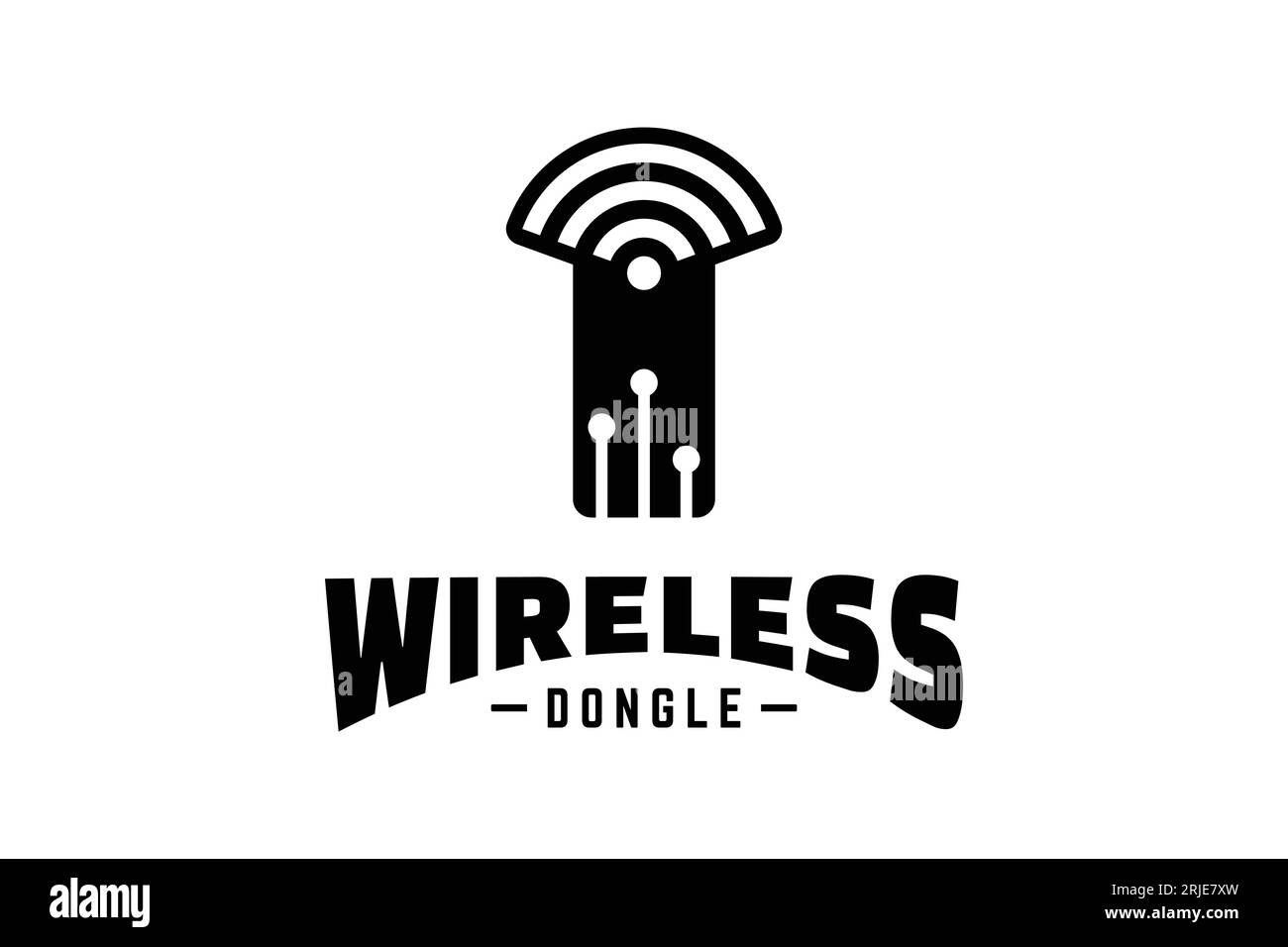 Chiavetta USB WiFi Stick Logo Design, segnale di servizio cellulare Wi-Fi USB Vector Design Inspiration Illustrazione Vettoriale