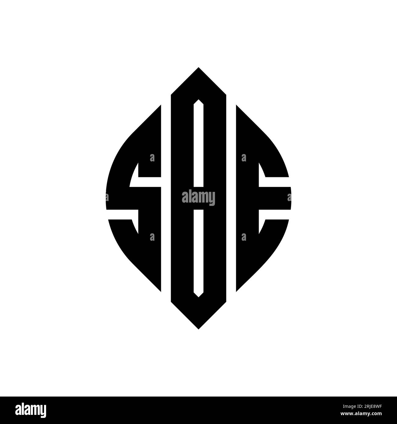 Logo con lettera circolare SBE con forma circolare ed ellisse. Lettere di ellisse SBE con stile tipografico. Le tre iniziali formano un logo circolare. SBE ci Illustrazione Vettoriale
