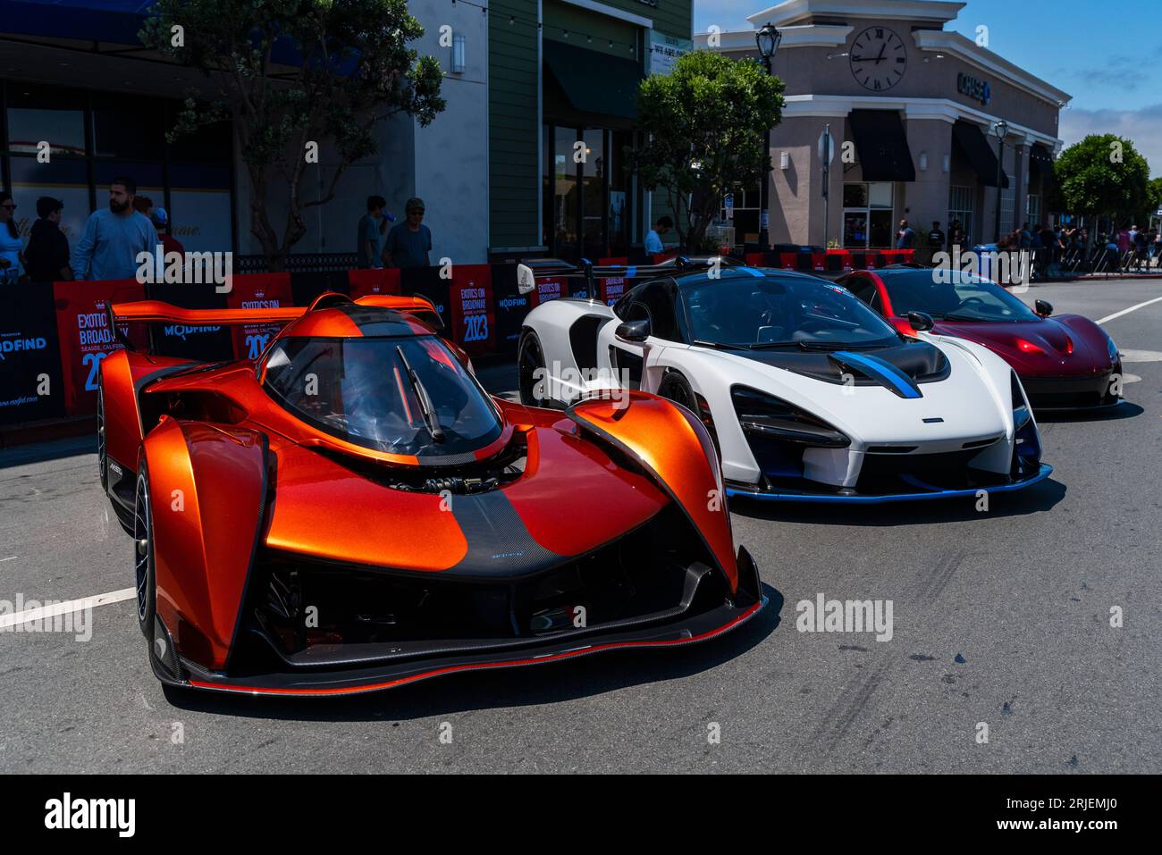 Gamma di vetture McLaren alla Monterey Car Week 2023 (Solus GT) Foto Stock
