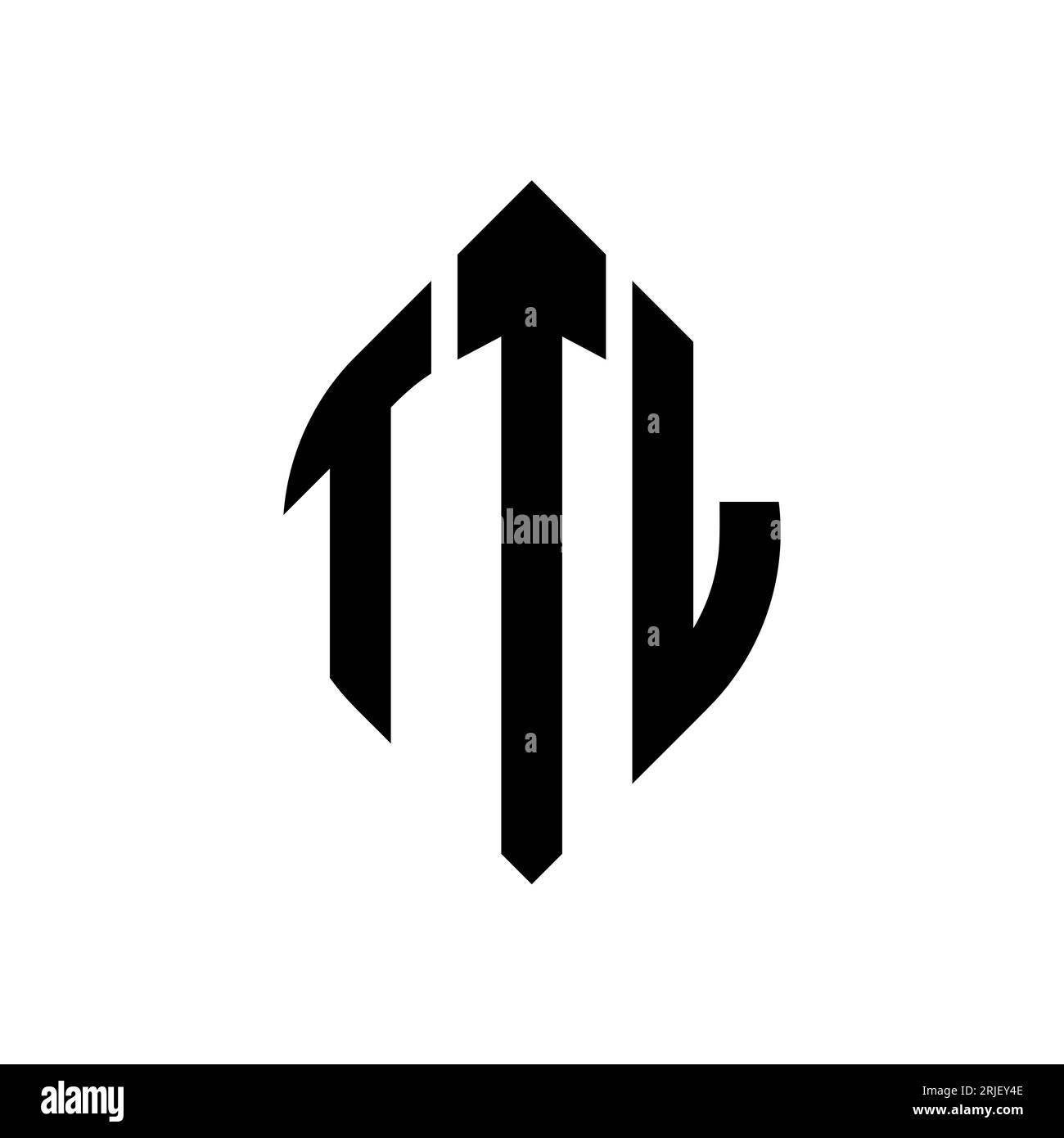 Logo con lettera circolare TTL con forma circolare ed ellisse. Lettere ellittiche TTL con stile tipografico. Le tre iniziali formano un logo circolare. TTL ci Illustrazione Vettoriale