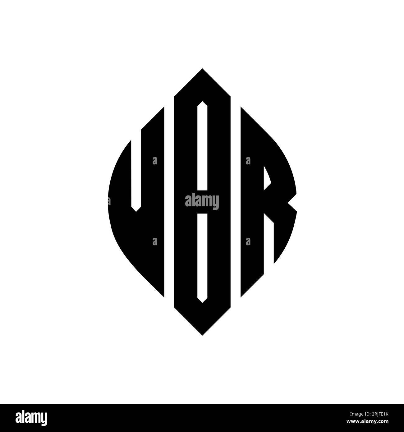 Logo VBR a lettera circolare con forma circolare ed ellisse. Lettere ellittiche VBR con stile tipografico. Le tre iniziali formano un logo circolare. VBR ci Illustrazione Vettoriale