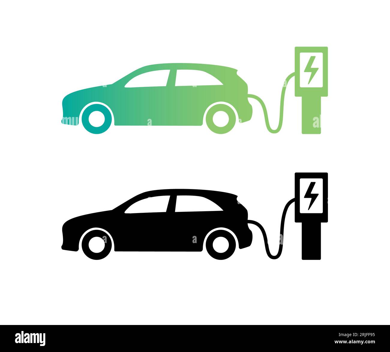 Icona della stazione di ricarica per auto elettriche. Energia verde. Veicolo ecologico. Foto Stock